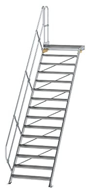 Scala in alluminio con piattaforma 45 °, gradini larghezza/profondità 1000/240 mm Stufe numero 15, altezza 3,12 m