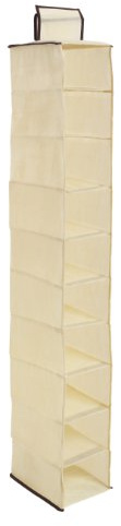 Premier Housewares Ten Section Hanging Shoe Organiser - 1 Piece, Cream,28 x 15 x 120 centimeters, Beige