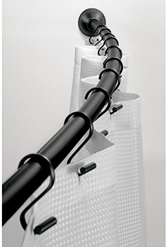iDesign Curved Metal Shower Curtain Rod, Adjustable Customizable Curtain Rod for Bathtub, Stall, Closet, Doorway, 41-72 Inches, Matte Black,79077