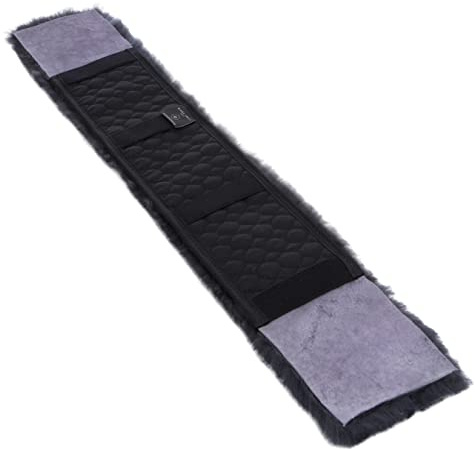 Werner Christ Lammfell Gurtschoner Universal mit Gummibänder Horse ® – Sattelgurtschoner aus echtem Fell, idealer Schutz für Ihr Pferd und Sattelgurt, in der Farbe grau, in 77 cm Länge
