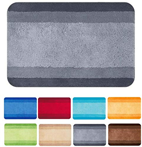 Spirella – Balance Polyester-Badematte – rutschfest – 70 x 120 cm – Grau – Maschinenwaschbar bei 40 °C – 90% Polyester, 10% Acryl – Komfort und Sicherheit