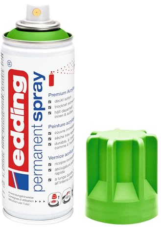 edding 5200 Permanent-Spray - gelb-grün matt - 200 ml - Acryllack zum Lackieren und Dekorieren von Glas, Metall, Holz, Keramik, lackierb. Kunststoff, Leinwand, u. v. m. - Sprühfarbe