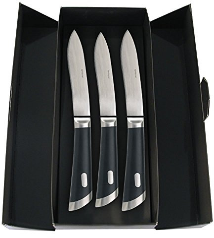 Sambonet Special Knife Edelstahl 18/10 Set 3 Steakmesser T-Bone 25,6 cm, Glatte Klinge, Schwarz, 29 x 13 x 6 cm, 3-Einheiten