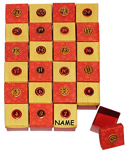 alles-meine.de GmbH Weihnachtskalender - 24 Geschenkschachteln/Adventskästchen/Boxen - Weihnachten - incl. Name - Schachteln zum Befüllen + Zahlen - selber Basteln - für ..