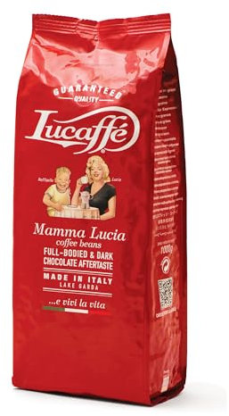 Lucaffè - Caffè in Grani Mamma Lucia 1 Kg | Caffè in Chicchi Interi da macinare per Espresso Cremoso | Tostatura Chiara | Gusto Intenso e Cremoso