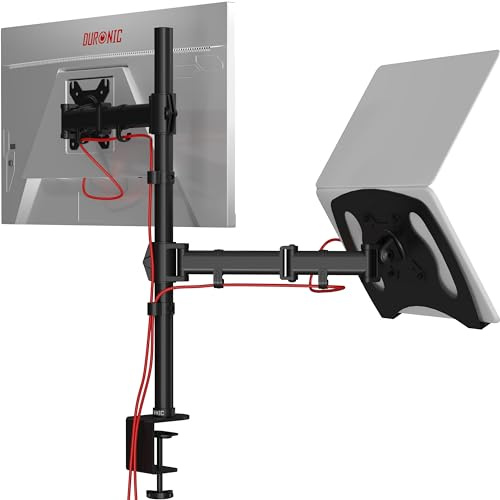 Duronic DM25L1X1 Monitor-Halterung 1 Monitor für 13-27 Zoll Flach & Curved und Laptop Ständer Gaming Bildschirm-Halterung 8kg, Monitor Tischhalterung Höhenverstellbar, Vesa Halterung, Monitor-Arm