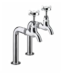 Bristan 1901 Bib Taps Chrome Plated (Taps Only, Upstands Not Included and Are shown in Image For Illustration Purposes Only) | Traditional design, Twin cross handles, Kitchen bib taps, Lifetime Cover