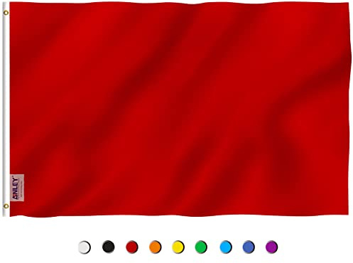ANLEY Fly Breeze Bandera roja sólida de 3x5 pies - Color vivo y resistente a la decoloración UV - Encabezado de lienzo y doble costura - Banderas rojas lisas Poliéster con arandelas de latón
