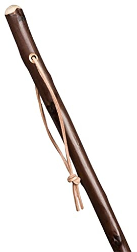 Marschierer Wanderstock Kastanienholz mit Metallspitze & Lederschlaufe – Stabiler Gehstock/Spazierstock aus Naturholz – ergonomischer Griff – ideal für Wandern, Trekking & Outdoor (110 cm)