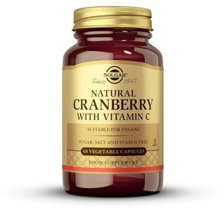 Solgar Natural Cranberry with Vitamin C Vegetable Capsules - Pack of 60 - Supports the immune system, Fights free radicals - Reduces tiredness and fatigue - Vegan