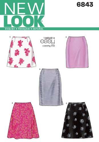 New Look symönster 6843: Saknar kjolar, storlek A, vit, A (8-10-12-14-16-18)