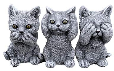stoneandstyle Steinfigur 3er Set Kätzchen Katzen Nichts sehen Nichts hören Nichts Sagen wetterfest Steinguss
