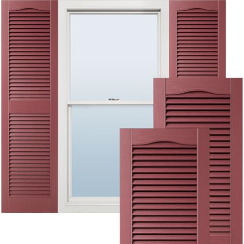 Ekena Millwork Lifetime Vinyl LL1S12X07200WN, Klapp-Fensterläden, Kathedralendesign, offene Lamellen, Montagezubehör, passende Schrauben (pro Paar), 30,5 x 182,9 cm (B x H), Lila (Wineberry)