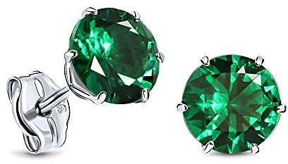 MIORE Schmuck Damen, Gelbgold/Weißgold 9 Karat 375, Goldene Ohrringe Damen 6mm, Ohrstecker Gold mit Rubin/Saphir/Zirkonia/Smaragd in Krappenfassung, Hypoallergene Ohrringe in hochwertiger Schmuckbox