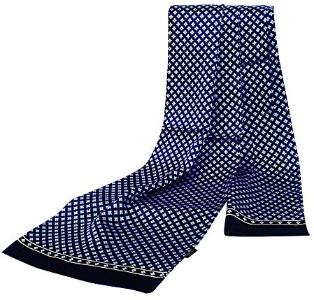LONXU Écharpe en Soie pour Homme - Double Couche, Toutes Saisons, Cadeau Tendance - Bleu, Taille Unique