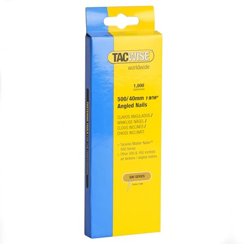 Tacwise 0483 Type 500 / 40 mm Verzinkte Stauchkopfnägel, 26°, 1000 Stück | Abgewinkelt 26°, Entspricht 18G