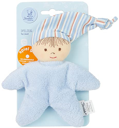 Sterntaler 3001450 Spielpuppe, Integrierte Rassel, Alter: Für Babys ab der Geburt, 16 cm, Blau
