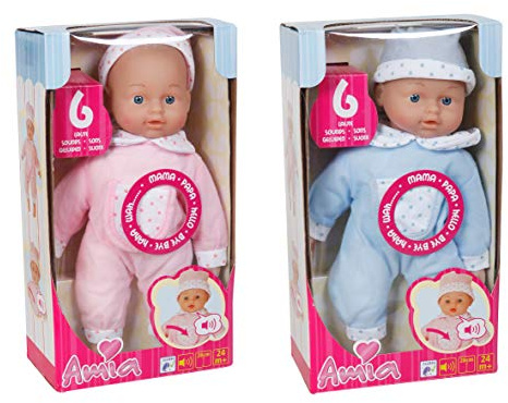 VEDES Großhandel - Ware 0050303985 AM Puppe mit Mütze, sprechend, 28 cm, Blau Oder Rosa