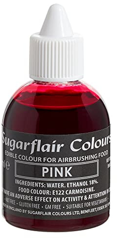 Sugarflair Airbrush Colouring Lebensmittelfarbe, Pink, 60 ml | Essbare Lebensmittel Farbe Flüssig, Airbrush-Farbe für Kuchen, Cupcakes, Zuckerguss und Kuchendekorationen