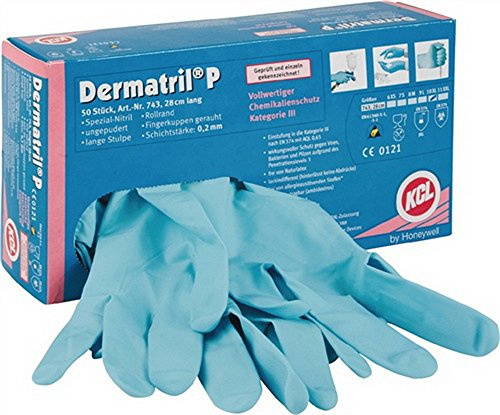 Nitrilhandschuhe Dermatril P 743 Gr.8 L.280mm blau KCL Kat.III EN374, 50 Stück