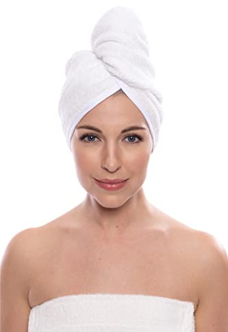 Women's Bamboo Hair Towel (Natural White, Unisize) Hair Towel Wrap for Her AB0101-NWH-U by TexereSilk