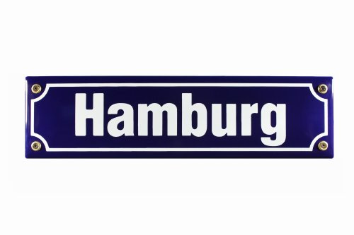 Buddel-Bini Straßenschild Hamburg 30x8 cm Emaille Türschild Souvenir Schild Emaile