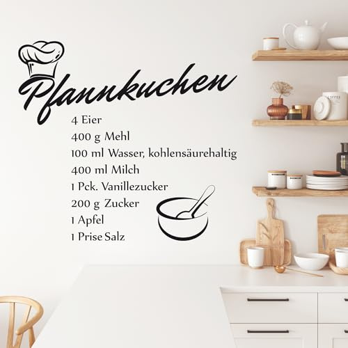 GRAZDesign Wandtattoo Küche Rezept Pfannkuchen | Küchenaufkleber selbstklebend - 62x57cm / 070 schwarz