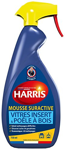 Harris Mousse Suractive pour Vitres Insert 750ml - Nettoyant Vitre Insert Cheminée à Bois et Poêle - Élimine Suie, Traces Incrustées, Mousse Active Nettoie Insert Cheminée, Poêle à Bois Efficacement