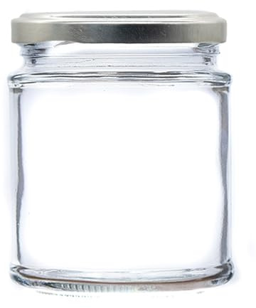 Wares of Knutsford 12 x 190ml (8oz) Glass Jam Jars with Lids – Straight Sided Preserving Jars for Jam, Honey, Chutney, Marmalade & Crafts (Silver Lids)