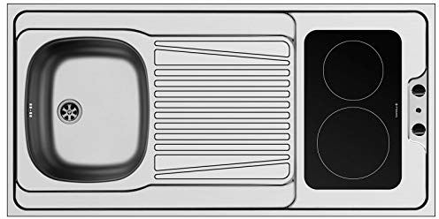 Pyramis Couverture PANTRYABLE, 1B 1D, 120 x 60 x 5,5, vitrocéramique en acier inoxydable lisse avec 2 zones de cuisson différentes en vitrocéramique, réversible