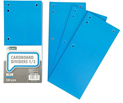 D.RECT - Lot de 100 Intercalaires en Carton, Bandes de Séparation en Papier, 1/3 Feuille A4, 11x24cm, 160g, Pour Une Séparation Parfaite Des Classeurs, Bandes de Séparation, Couleur Bleu 009446