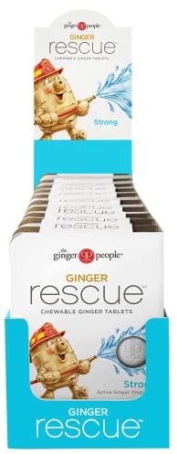 The Ginger People Ginger Rescue Chewable Tablets Drug Free Digestive Health, Strong Ginger Flavor, 0.55 Oz, 240 Tablets, (Pack of 10)