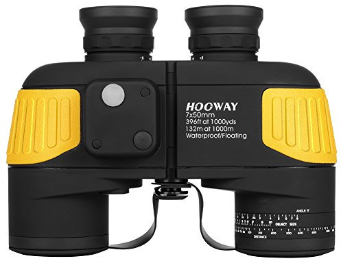 Hooway 7x50 Militär Marine Fernglas mit Kompass&Entfernungsmesser - Conplete Wasserdicht für die Navigation,Segeln,Bootfahren,Angeln,Wassersport und Jagd