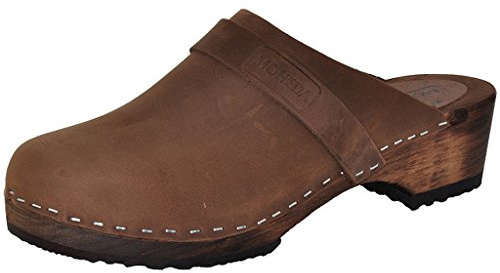 HOLZSCHUHVERSAND Original Schwedische Clogs geöltes Nubukleder clgmo12200nb, braun, Größe: 39