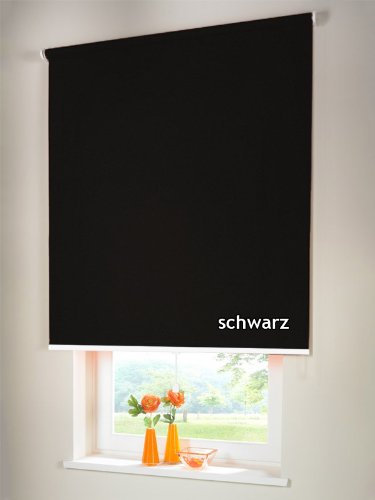 Verdunkelungsrollo Mittelzugrollo Springrollo Rollo Verdunkelung 182 x 170 cm / 182x170 cm schwarz