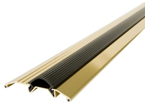 M-D Building Products 9043 M-D 0 Deluxe Niedrige Schwelle mit Vinyldichtung, 9,5 cm H, Brite Gold, 91,4 cm L x 9,5 cm B x 1,9 cm H