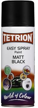 Tetrion Easy Spray Matt Black Acrylic Paint 400ml - for Interior & Exterior Surfaces - High Quality DIY & Professional Use