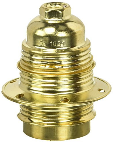 Electraline 71129 Portalampada Filettato con 2 Ghiere E27, Passo 10x1, Ottone