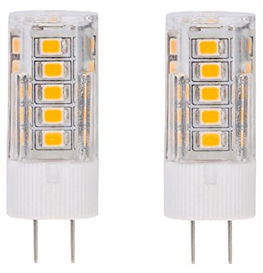 CBConcept® 2-Pack, 12 Volt LED G6.35, 300 Lumens, 3.5 Watt (35W Equal), Warm White 3000K, Not Dimmable, Low Voltage AC/DC 12 Volt, G6.35/GY6.35 Base JC LED Halogen/Xenon/Incandescent Replacement Bulb
