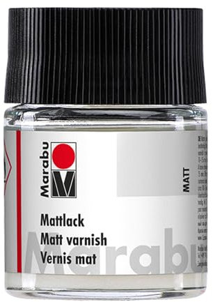 Marabu Mattlack, 50 ml im Glas, Transparent-matter Kunstharzlack auf Lösungsmittelbasis, witterungsbeständig und lichtecht, 11080005000, Matt