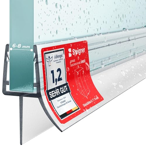 STEIGNER Junta mampara ducha UK03 30 cm (1 ud.) transparente - Junta vertical para ducha angular o pentagonal con puerta 6-8 mm - Protección contra fugas, Ajuste perfecto, Fácil instalación