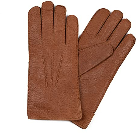 Hand Gewand by Weikert Lederhandschuhe aus Peccary Leder mit sehr weichem Alpaccafutter, Pekari, Winterhandschuhe für Damen & Herren, Cork 9