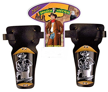 Doppelholster ca. 90 cm, Karneval, Accessoire, Cowboy, Sheriff, Schnalle Holster, Revolverholster, Pistolenholster, Gürteltasche, Wilder Westen, Westen, Wild West, Cowboy und Indianer, Rollenspiele, Gürtelholster, Pistolentasche Revolvertasche, Kostümzubehör, Kunstledergürteltasche