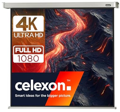 celexon Professional Motor-Leinwand 110 | 200x200 cm 1:1 | elektrische 4K,Full-HD Beamer-Leinwand für Projektionen im Büro & Heimkino | zur Decken-/ Wand-Montage | mit Fernbedienung