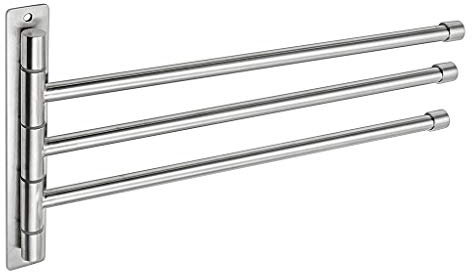 BTSKY™ New Wall-Mounted Stainless Steel Bathroom Kitchen Towel Rack Holder with Extra Long 3 Bars Swivel Bars