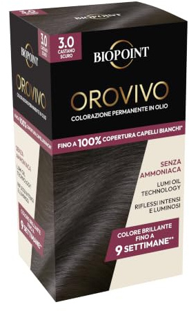 Biopoint Orovivo - Elisir di Colore, Set Tinta Capelli in Olio Senza Ammoniaca, Azione Nutriente e Illuminante, Dona un Colore Intenso e Brillante, 142 ml