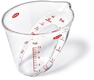 OXO Good Grips 60 ml Mini Angled Measuring Jug, Transparent/Red