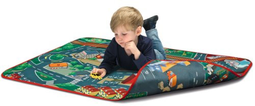 Majorette 212058230 - Spielteppich Playmat 2 Turn, Spielteppich doppelseitig Bedruckt, 100 x 70 cm