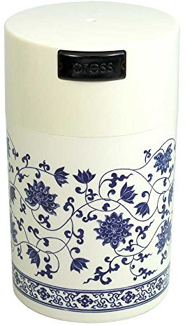 Tightpac America, Inc. Teavac 6-Ounce Vacuum Sealed Tea Storage Container, White Floral Design