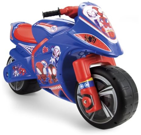 Moto per Bambini 4 ai 7 Anni - Moto per Bambino 4-5 - 6 e 7 Anni Ruote Larghe Stabile Senza Pedali - Ergonomica Maniglia Trasporto + Design Spidey - INJUSA